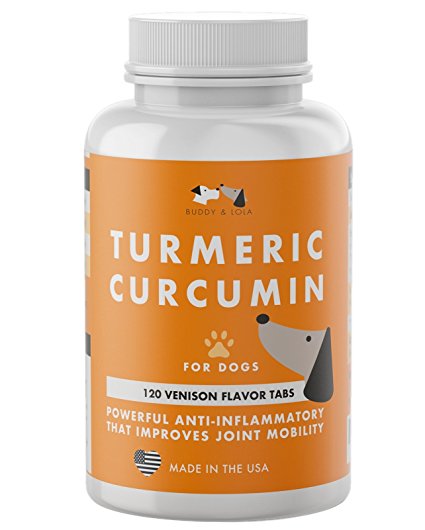 Turmeric Curcumin for Dogs - Anti Inflammatory Improves Joint Mobility For Strong Hip and Joint Fitness - 120 Chewable Venison Flavor Turmeric For Dogs