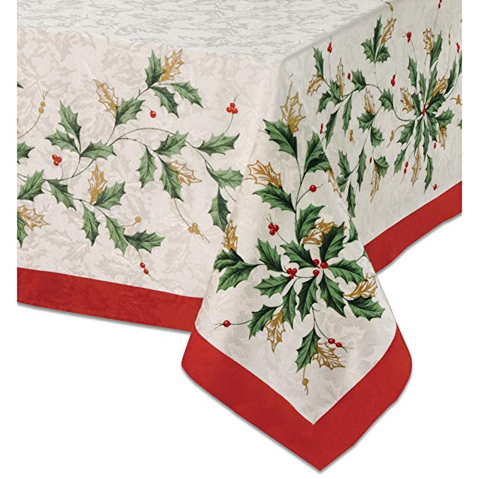 Lenox Golden Holly 60-inch by 84-inch Oblong / Rectangle Tablecloth