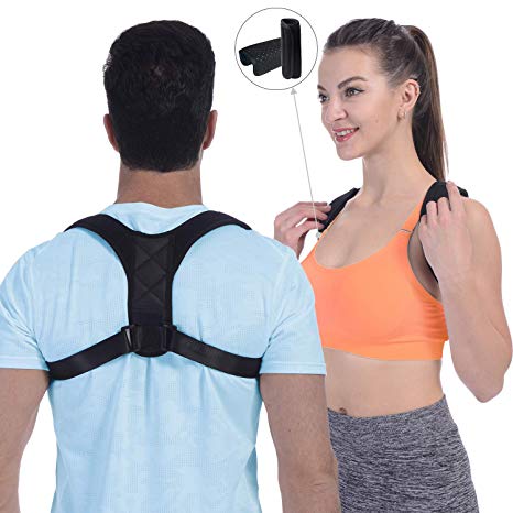 (2019 New) Posture Corrector for Women and Men, FDA Approved Adjustable Upper Back Brace for Providing Pain Relief from Back, Shoulder and Neck, Medical Kyphosis Trainer Under Clothes Underarm Pads