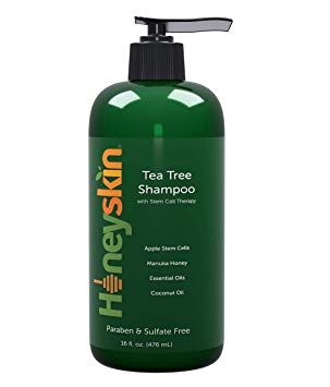 Tea Tree Shampoo - Hydrating Shampoo for Dandruff, Hair Loss, Itchy & Dry Damaged Scalp Treatment - Natural & Organic - Paraben & Sulfate Free - Manuka Honey, Coconut Oil & Apple Stem Cells - 16oz