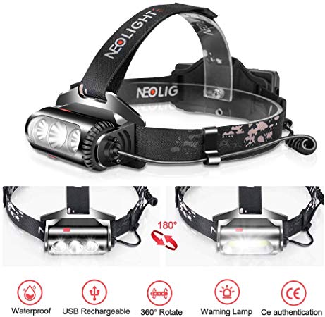 Rechargeable Headlamp, The Latest Version of Headlight T6 COB, 8 Modes Waterproof High Lumen Head Lamp, 360° Adjustable for Running, Hiking, Reading, Camping (18650 Battery Include）
