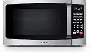 TOSHIBA ML-EM09PA(SS) Small Microwave Oven with 6 Auto Menus, Mute Function & Child Lock, LED Lighting, Perfect for Apartments & Dorms, 0.9 Cu Ft, 10.6 Inch Removable Turntable, 900W, Stainless Steel