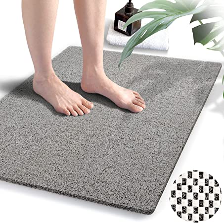 Loofah Shower Mats (43x 80 CM), Non Slip Bath Mats Without Suction Cups, Bath Mat for Textured Tub Surface, Loofah Mats for Shower and Bathroom, Quick Drying, Grey