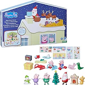 Peppa Pig Advent Calendar with 24 Surprise Toys and Stickers Including 5 Peppa Pig Figures, Preschool Toys for 3 Year Old Girls and Boys and Up