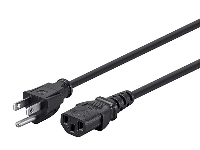 Monoprice 10ft 14AWG Power Cord Cable w/ 3 Conductor PC Power Connector Socket (C13/5-15P) - Black