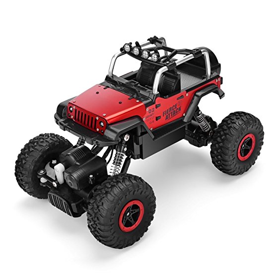 RC Cars Off-road Vehicles Monster Trucks 4WD RC Trucks 1:18 2.4GHz RC Hobby Cars High Speed Racing Cars with LED Light - Red