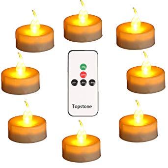 Topstone Flameless Tea Lights with Timer and Remote,Battery Powered LED Tealights,Electric Fake Candle with Flickering Yellow Bulb,Pack of 12,Best for Parties,Home Decor and Festivals Celebrations