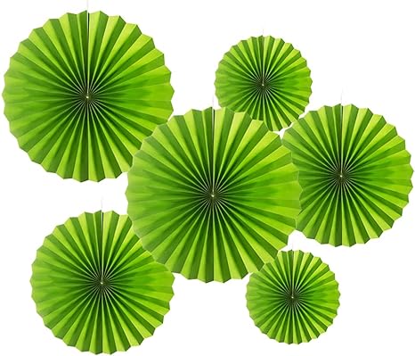 Green Paper Fans Hanging Decoration for Christmas Summer Jungle Graduation St.Patrick's Day Theme Party,6pc