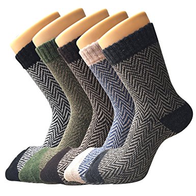 Pack of 5 Mens Thick Knit Warm Casual Wool Crew Winter Socks
