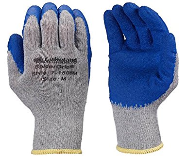 Lakeland SpiderGrip 7-1506 Dipped Latex Coated Palm, Slip Resistant, Knit Work Glove, Grip, Small, Grey/Blue (6 Pairs)