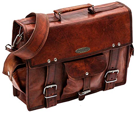 Handmade_world Leather Messenger Bags 15" for Men Women Mens Briefcase Laptop Computer Satchel School Distressed Bag