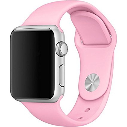 Yearscase 42MM Soft Silicone Sport Replacement Band for Apple Watch Series 1 2, M/L Size (Bright Pink)