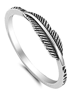 LOLIAS Fashion Feather Ring for Women Girls Leaf Jewelry Ring Size 4-11