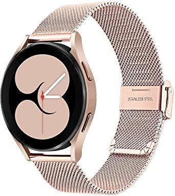 TRUMiRR Women Band for Galaxy Watch 4 40mm Pink Gold, Mesh Stainless Steel Watchband Quick Release Strap for Samsung Galaxy Watch4 40mm Smartwatch