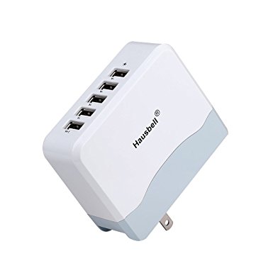 Hausbell 35W 5 Port USB Wall Charger with Foldable Plug ( White )