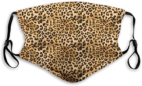 KENDIA Comfortable Windproof mask, Brown, Leopard Print Animal Skin Digital Printed Wild Safari Themed Spotted Pattern Art, Brown