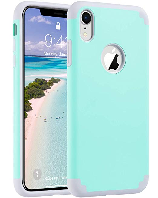 ULAK Slim Protective Case for iPhone XR, Hybrid Soft Silicone Hard Back Cover Anti Scratch Bumper Design Case Compatible Apple iPhone XR 6.1 inch 2018 (Mint Green)