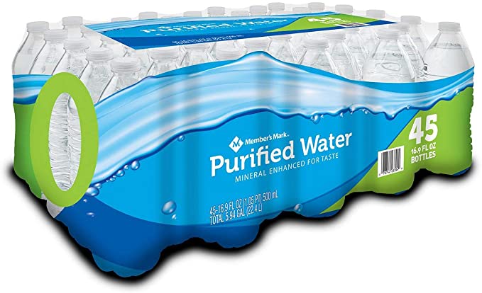 Member's Mark Purified Bottled Water (Pack of 45) 16.9 Fl Oz, 760.5 Fluid Ounce