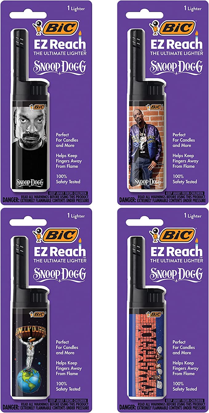 BIC EZ Reach Lighter, Snoop Dogg, 4-Pack (Assortment of Designs Will Vary)