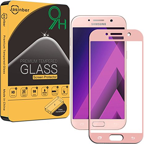 [2-Pack] Jasinber [Full Screen Cover] Tempered Glass Screen Protector for Samsung Galaxy A5 2017 - Pink