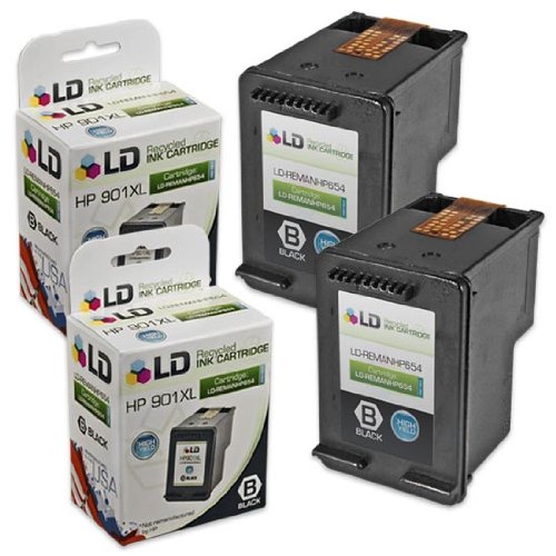 LD © Remanufactured Replacement Ink Cartridges for HP CC654AN HP 901XL / 901 HY Black (2 Pack) for the OfficeJet J4540, J4580, J4660, G510a, J4680c, G510n, J4524, J4550, 4500, J4624, J4680, G510g