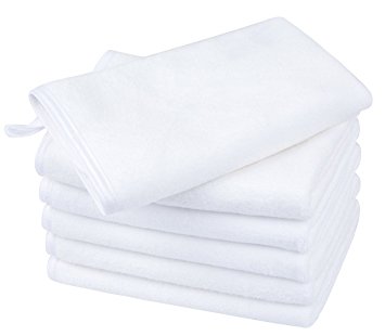 KinHwa Microfiber Facial Cleaning Cloths Super Soft Makeup Removing Cloths Fast Drying Face Wash Towels with Firm Satin Edging 12Inch X 12Inch 6 Pack White