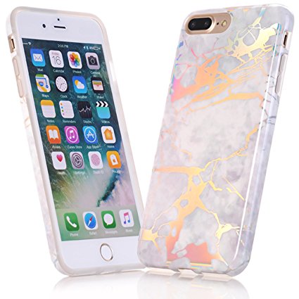 iPhone 6 Case, iPhone 6S case, JIAXIUFEN Shiny Change Color Gray Marble Design Clear Bumper TPU Soft Rubber Silicone Cover Phone Case