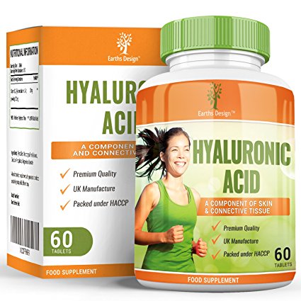 Hyaluronic Acid - Maximum Strength Supplement for Men & Women - Suitable for Vegetarians - 60 Tablets (2 Months Supply) by Earths Design