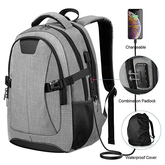 Travel Laptop Backpack, PICTEK Anti-Theft Business Water Resistant Backpack Computer Bag with USB Charging Port for Men Womens Boys Girls, College School Bookbag Fits 15.6 Inch