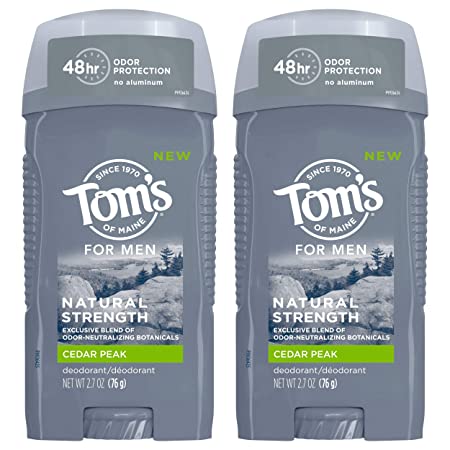 Tom's of Maine Men's Natural Strength Deodorant, Deodorant for Men, Natural Deodorant, Cedar Peak, 2.7 Ounce, 2-Pack