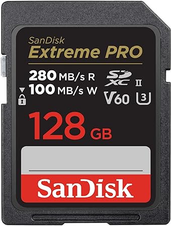 SanDisk SDXEP-128G-GHJIN SDXC Class 10 UHS-II V60 SD Card, Up to 280 MB/sExtreme PRO SDSDXEP-128G-GHJIN