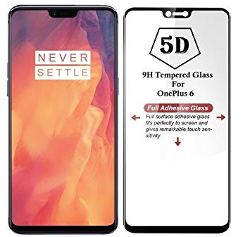 V CAN Full Screen 5D 9H Hardness Anti-Fingerprint 0.33mm HD  View Crystal Clear Tempered Glass for OnePlus 6 (Black)