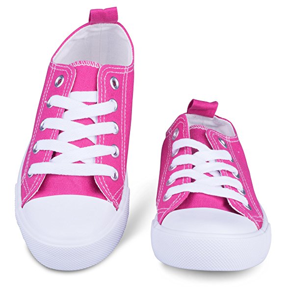 Girls Canvas Sneakers - Classic Lace-Up Tennis Shoes, Toddler & Little Kid Sizes