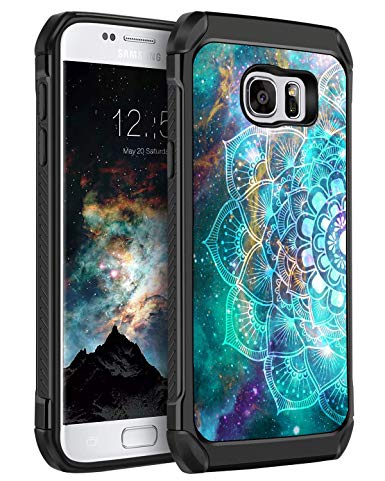 Galaxy S7 Case, BENTOBEN Slim Shockproof 2 in 1 Hard PC Cover Soft Rubber Bumper Dual Layer Hybrid Anti-Slip Luminous Noctilucent Protective Phone Cases for Samsung Galaxy S7, Mandala in Galaxy