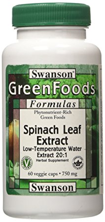 Spinach Leaf Extract 20:1 750 mg 60 Veg Caps