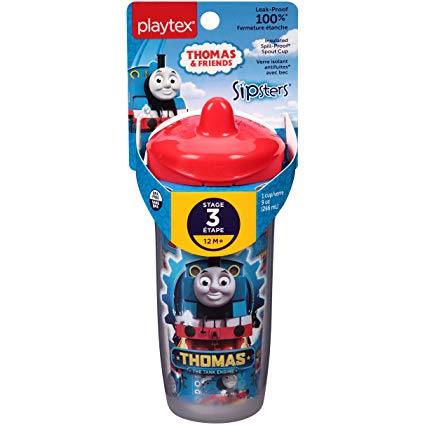 Playtex Sipsters Stage 3 Thomas the Train Spill-Proof, Leak-Proof, Break-Proof Insulated Spout Sippy Cups - 9 Ounce - 1 Count (Color/Theme May Vary)