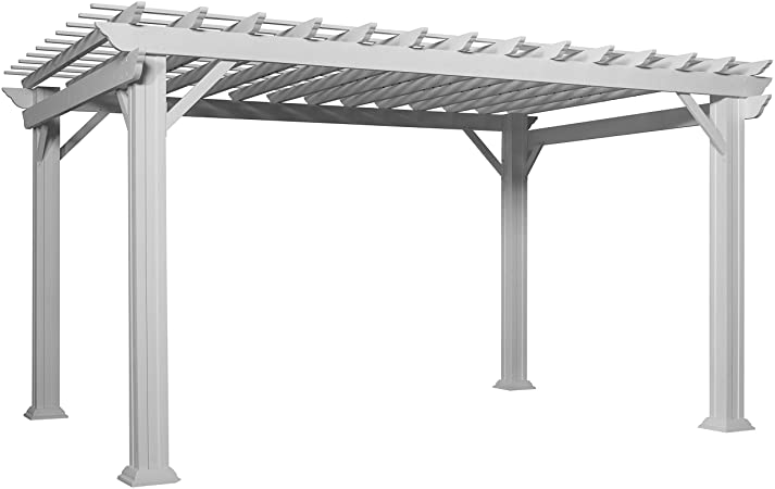Backyard Discovery Hawthorne 14' x 10' White Steel Traditional Pergola with Sail Shade Soft Canopy