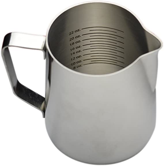 Large Creamer Pitcher and Milk Frother, Graduated Stainless Steel Pitcher for Coffee and Steamed Milk, Frothing Pitcher for Steaming Milk, 32oz