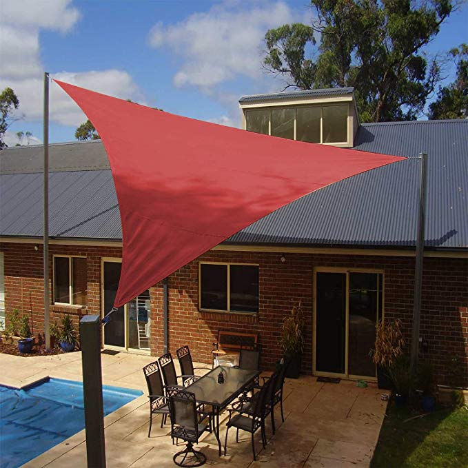 Artpuch 16'x16'x16' Triangle Sun Shade Sails Canopy Rust Red, 185GSM Shade Sail UV Block for Patio Garden Outdoor Facility and Activities