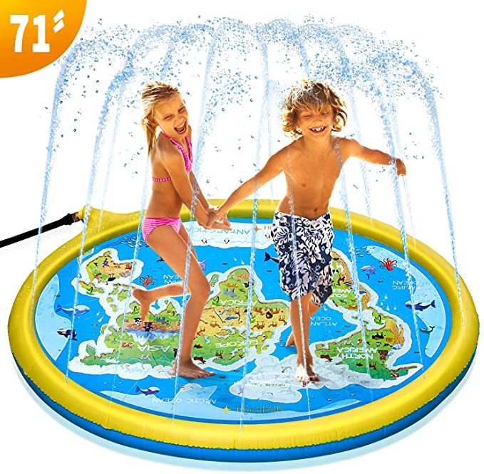 PELLOR Sprinkler Water Pad Outdoor Toys for Kids Toddlers 71" Garden Splash Pad Water Toys for 1 -12 Year Girls and Boys Babies