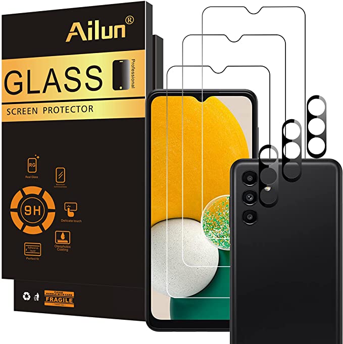 Ailun Glass Screen Protector for Galaxy A13 5G 3 Pack   3 Pack Camera Lens Tempered Glass Fingerprint Unlock Compatible 0.33mm Ultra Clear Case Friendly