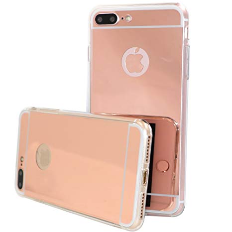 iPhone 7 Plus Rose Gold Mirror Case,iPhone7 Plus Mirroried Rose gold Case,Elegant Slim Luxury Hybrid Glitter Bling Mirror Soft TPU Cover Case for iPhone 7 Plus ( Rose Gold )