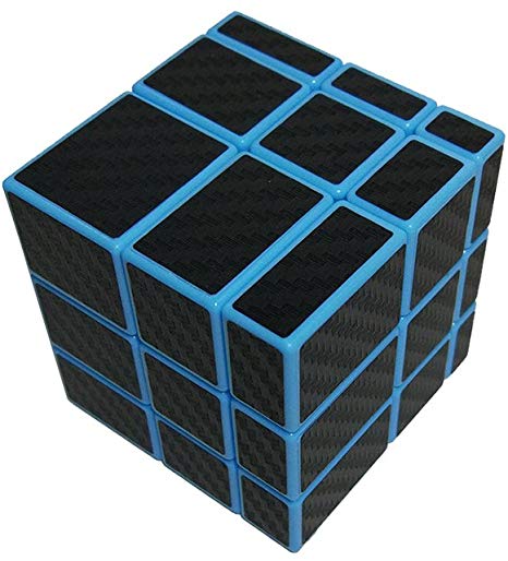 I-xun Smooth 3x3x3 Unequal Magic Cube, Carbon Fiber Sticker 3x3 Mirror Puzzle Cube (Blue)