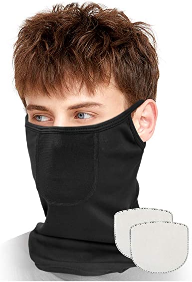 Face Covering with Filter for Men Women,Balaclava Neck Gaiters Bandanas Washable