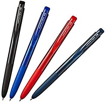 Uni Signo RT1 0.38mm ballpoint pen Rubber Grip & Click Retractable Ultra Micro & Extra Fine Point Gel Pens -0.38mm-black,Blue,Red,Blue Black Ink-Each 1 Pen- Set of 4
