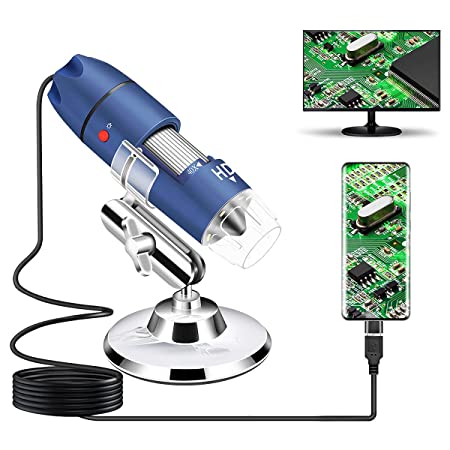 Jiusion HD 1080P USB Digital Microscope for Android Cellphone and Tablet Windows Mac Linux, 40X to 1000X Magnification Mini Endoscope Handheld Camera with Case for Coin Facial Skin Scalp