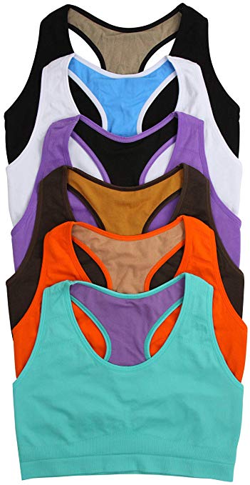 ToBeInStyle Women's 6 Pack Racerback Sports Bras