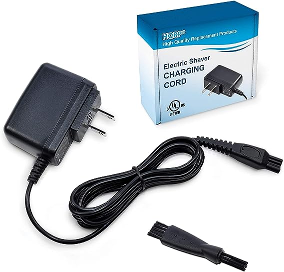 HQRP AC Adapter Compatible with Philips Norelco HD7853 HD7860 HP6409 HQ7363 HQ7890 HQ8253 HQ8255 HQ8440 HQ8460 HR1565 HR7735 HR7735/55 Nivea Range Shaver Power Cord Charger   Cleaning Brush