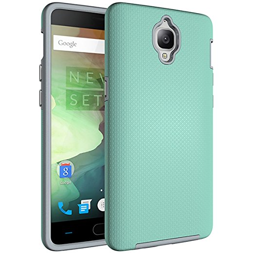 OnePlus 3T Case, Veatool Shock Proof Dual Layer [Slim Fit] Ultra Rugged Rubber TPU [Anti Slip] Bumper Cover for OnePlus 3(Mint Green)
