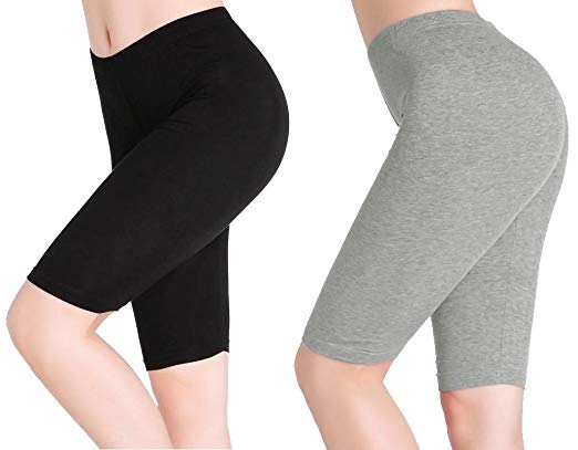 CnlanRow Womens Under Skirt Pants Soft Ultra Stretch Knee Length Leggings Fitness Sport Shorts